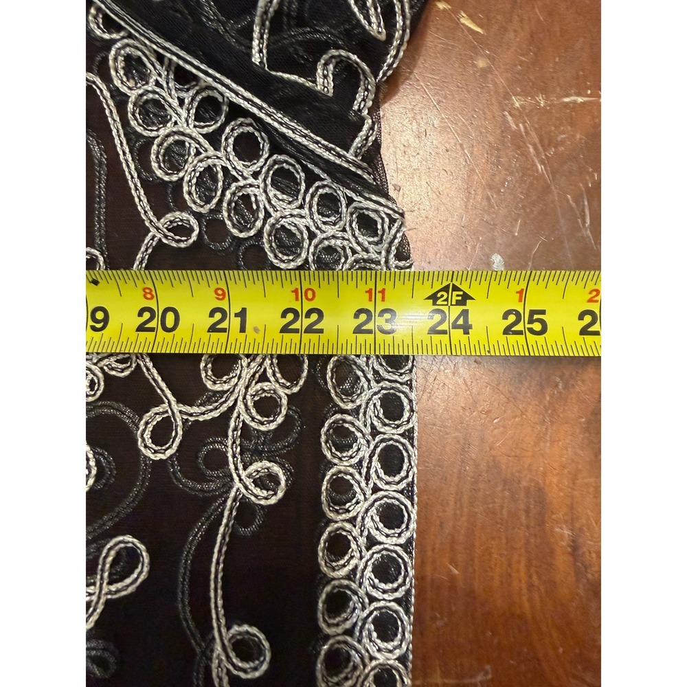 Victor Costa Occasion Silver Embroidered Mesh Duster Cardigan 1X Black Glam - Picture 6 of 11